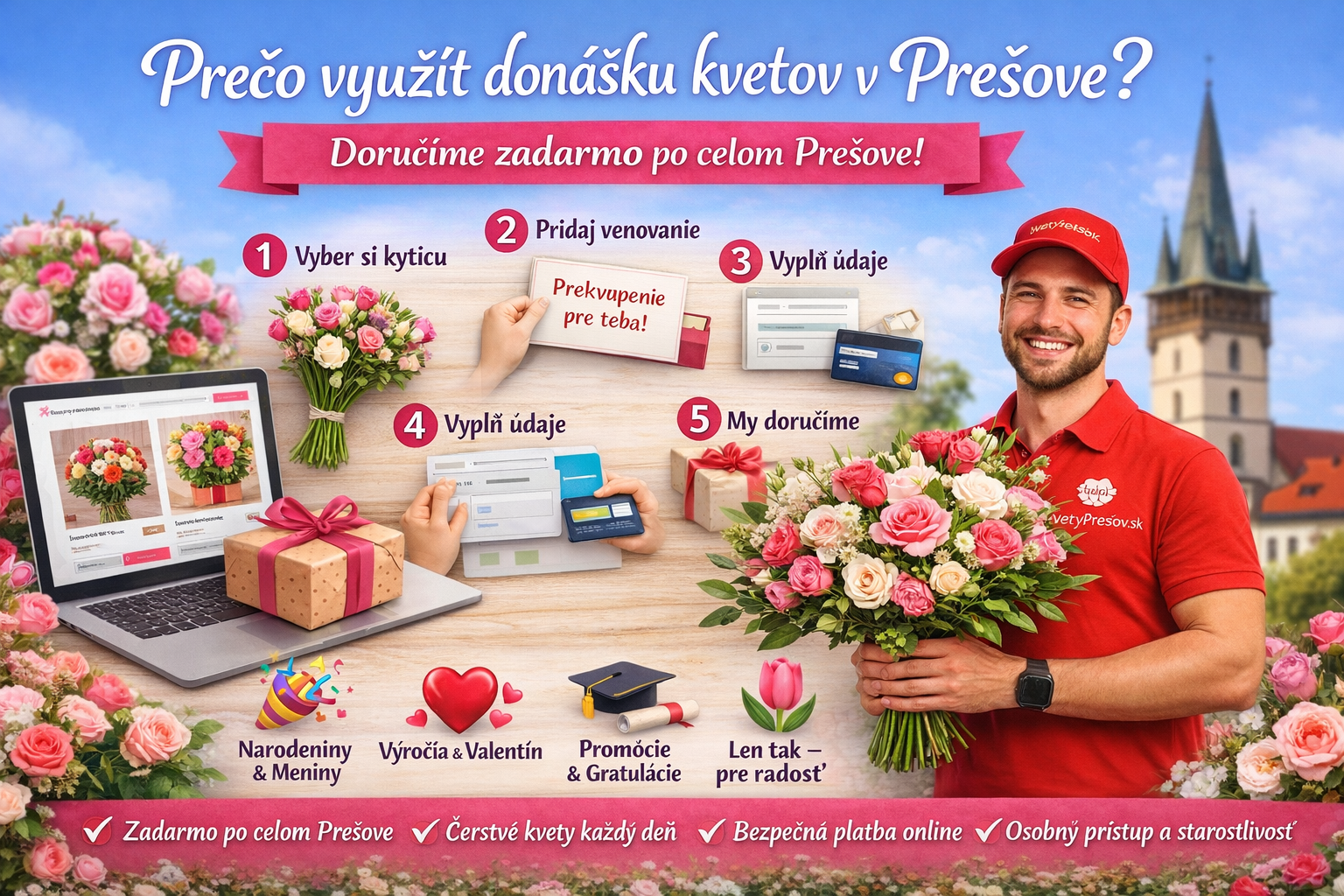 Donáška kvetov v Prešove: Ako to funguje a čo očakávať?